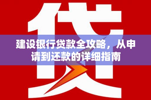 漳县建设银行贷款全攻略，从申请到还款的详细指南
