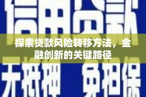 漳县探索贷款风险转移方法，金融创新的关键路径