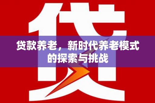 漳县贷款养老，新时代养老模式的探索与挑战