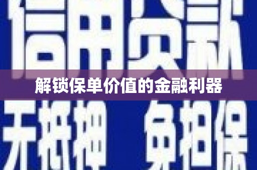 漳县解锁保单价值的金融利器