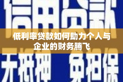 漳县低利率贷款如何助力个人与企业的财务腾飞