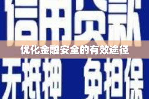 漳县优化金融安全的有效途径