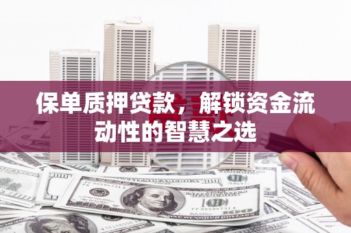 漳县保单质押贷款，解锁资金流动性的智慧之选