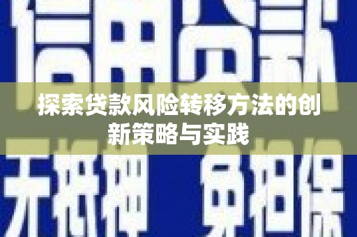 漳县探索贷款风险转移方法的创新策略与实践